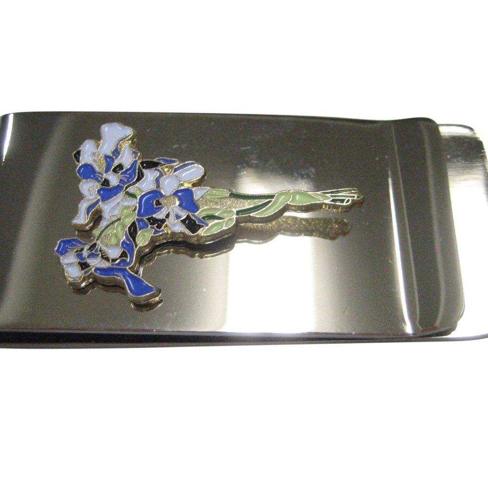 Violet and White Toned Iris Flower Money Clip
